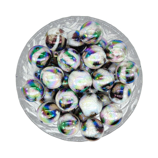16mm UV Opal Tiger Print Gumball Acrylic Beads
