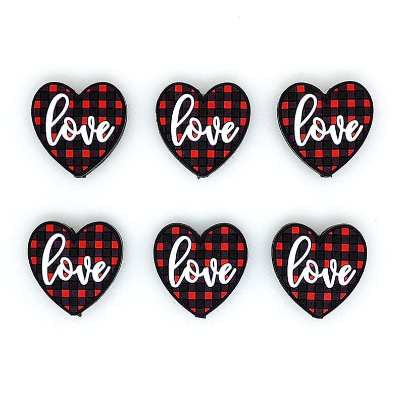 Red Black Plaid Love Focal