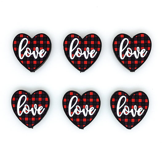 Red Black Plaid Love Focal