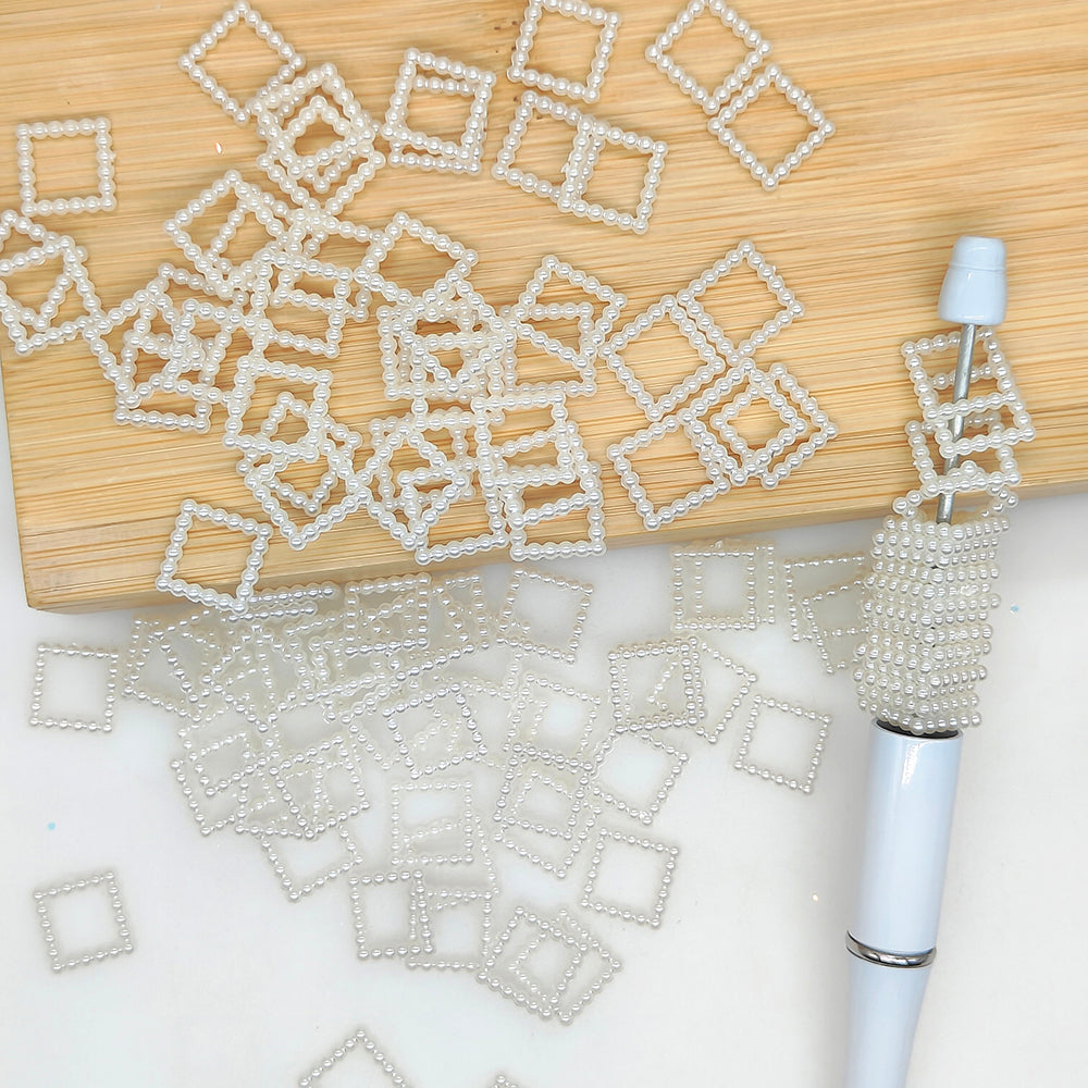 100Pcs 12mm Square Faux Pearl Acrylic Spacers