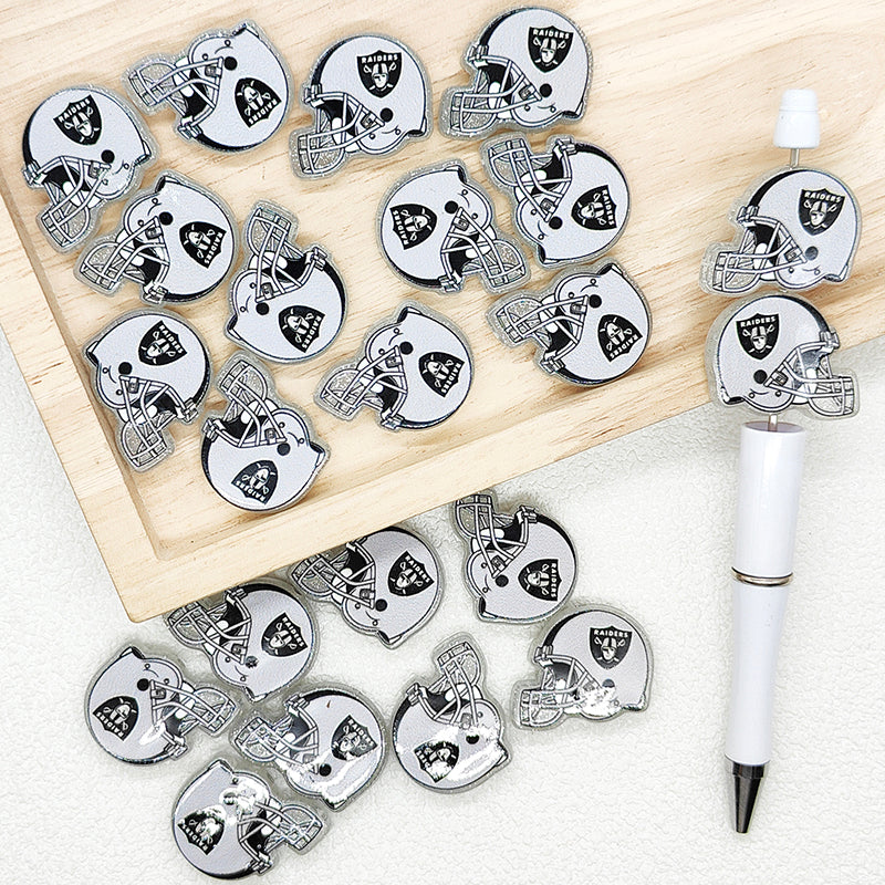 Helmet Football Team Acrylic Focal Beads