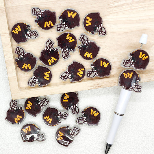 Helmet Football Team Acrylic Focal Beads