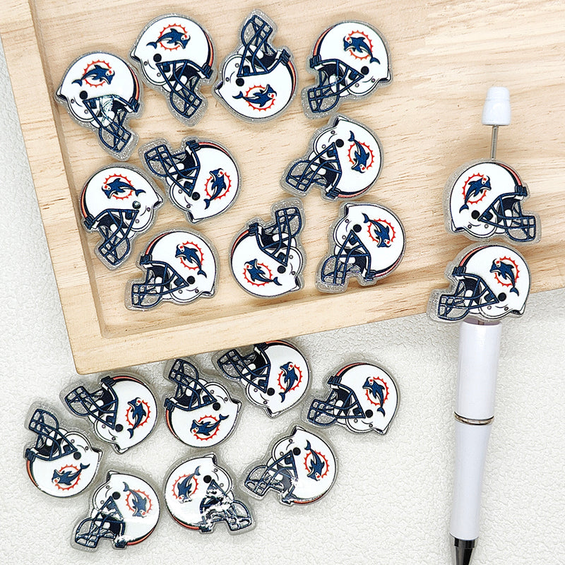 Helmet Football Team Acrylic Focal Beads