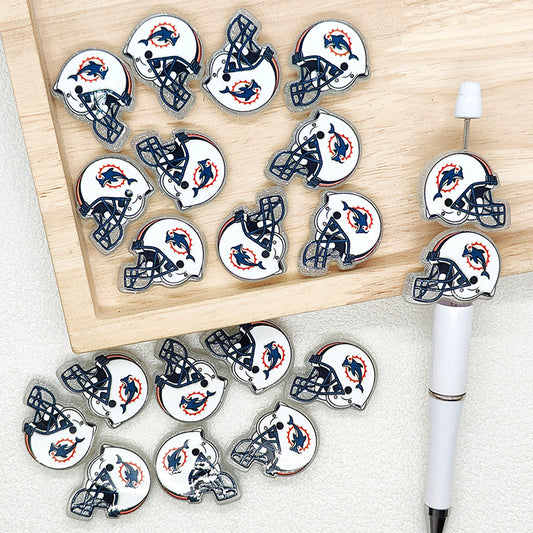 Helmet Football Team Acrylic Focal Beads