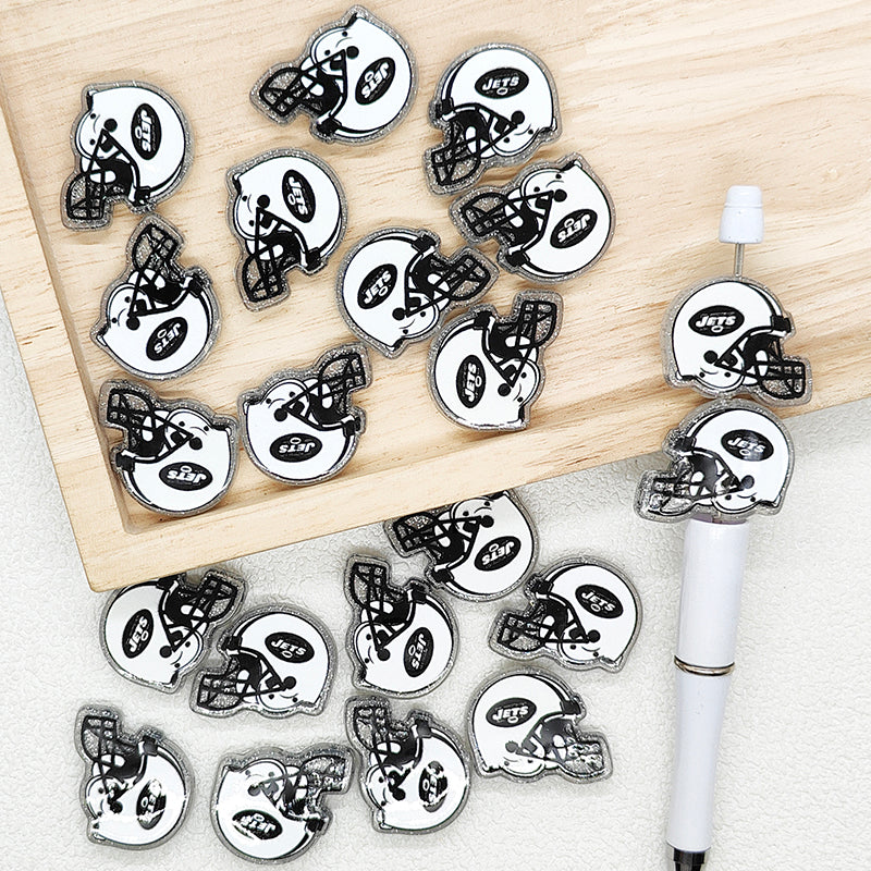 Helmet Football Team Acrylic Focal Beads