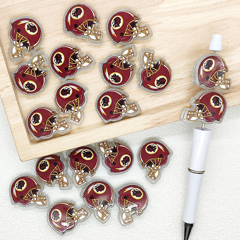Helmet Football Team Acrylic Focal Beads