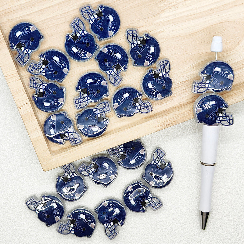Helmet Football Team Acrylic Focal Beads