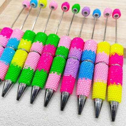 10Pcs/Set Gradient Rhinestone Beadable Ballpoint Pen