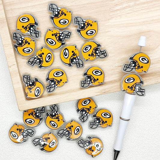 Helmet Football Team Acrylic Focal Beads