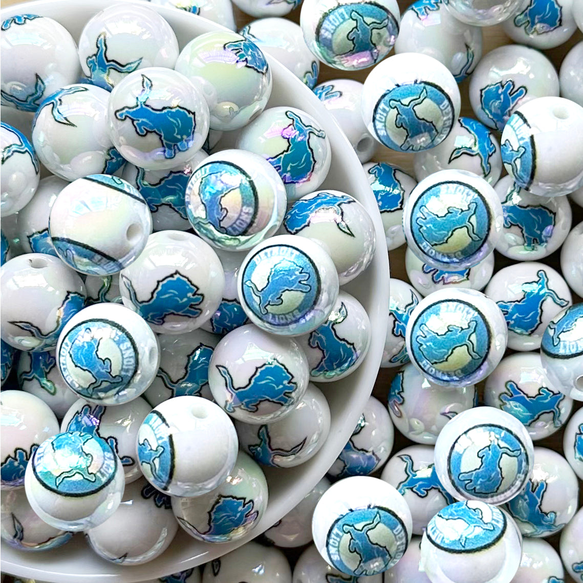 16mm UV Football Team Gumball Acrylic Beads