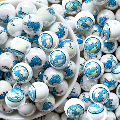 16mm UV Football Team Gumball Acrylic Beads