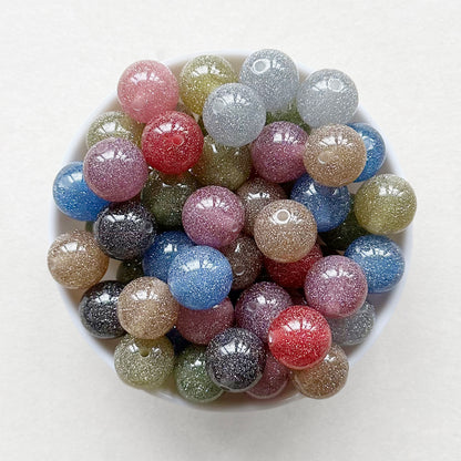 12mm 16mm Round Acrylic Glitter Gumball Beads