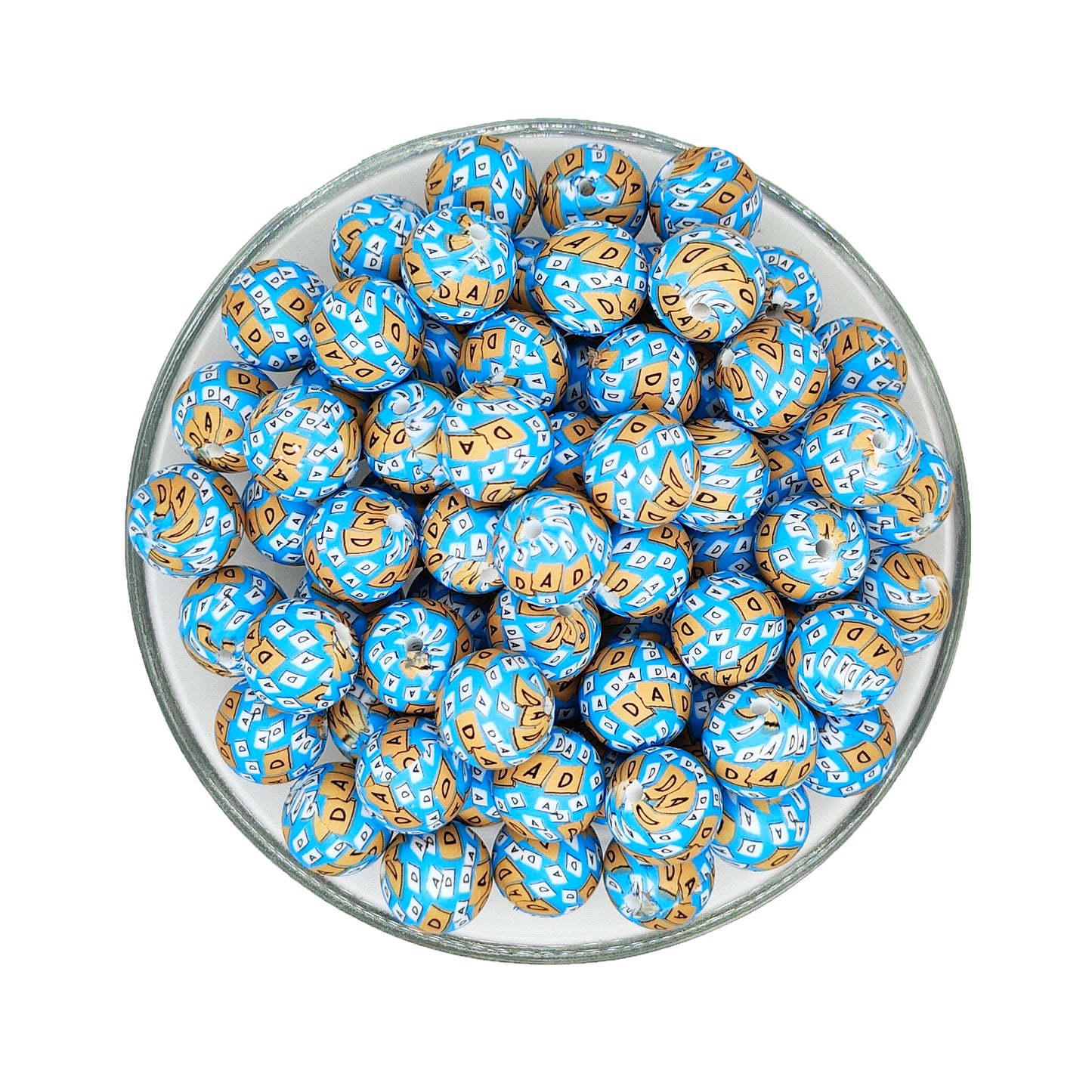 15mm Good DAD Print Round Silicone Beads