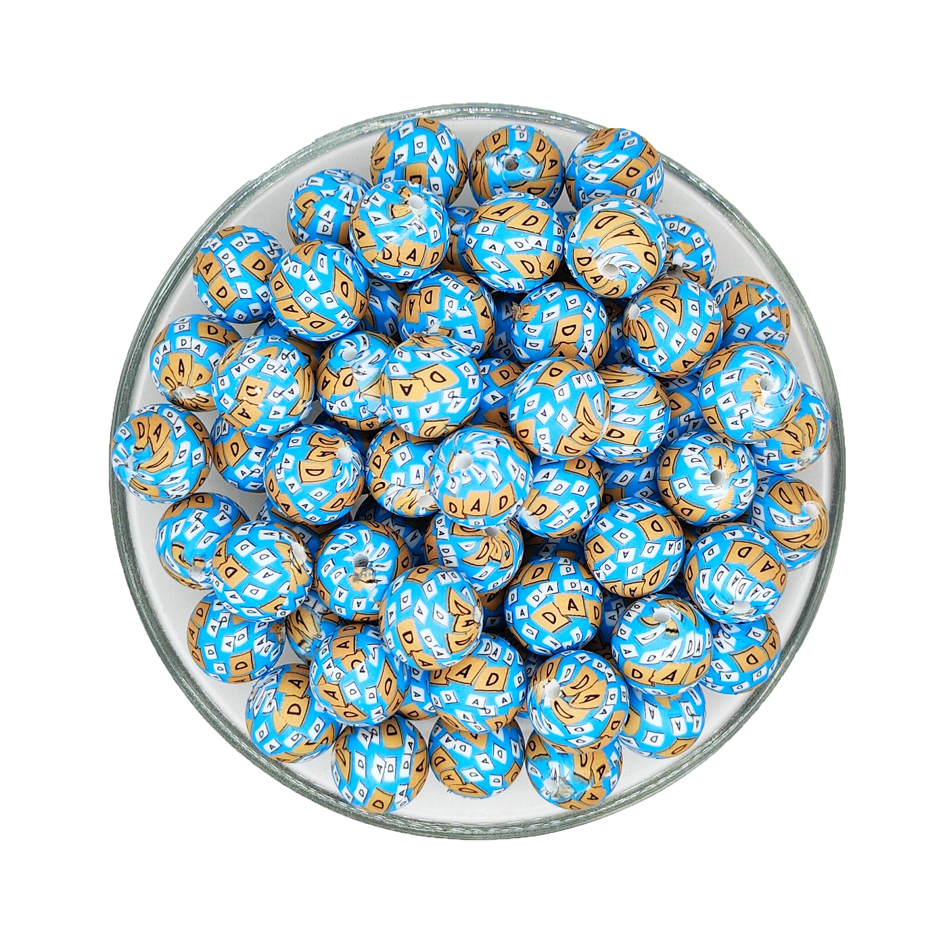 15mm Good DAD Print Round Silicone Beads