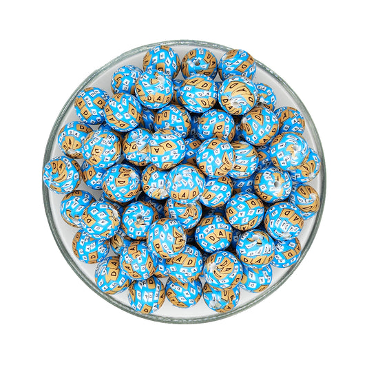 15mm Good DAD Print Round Silicone Beads