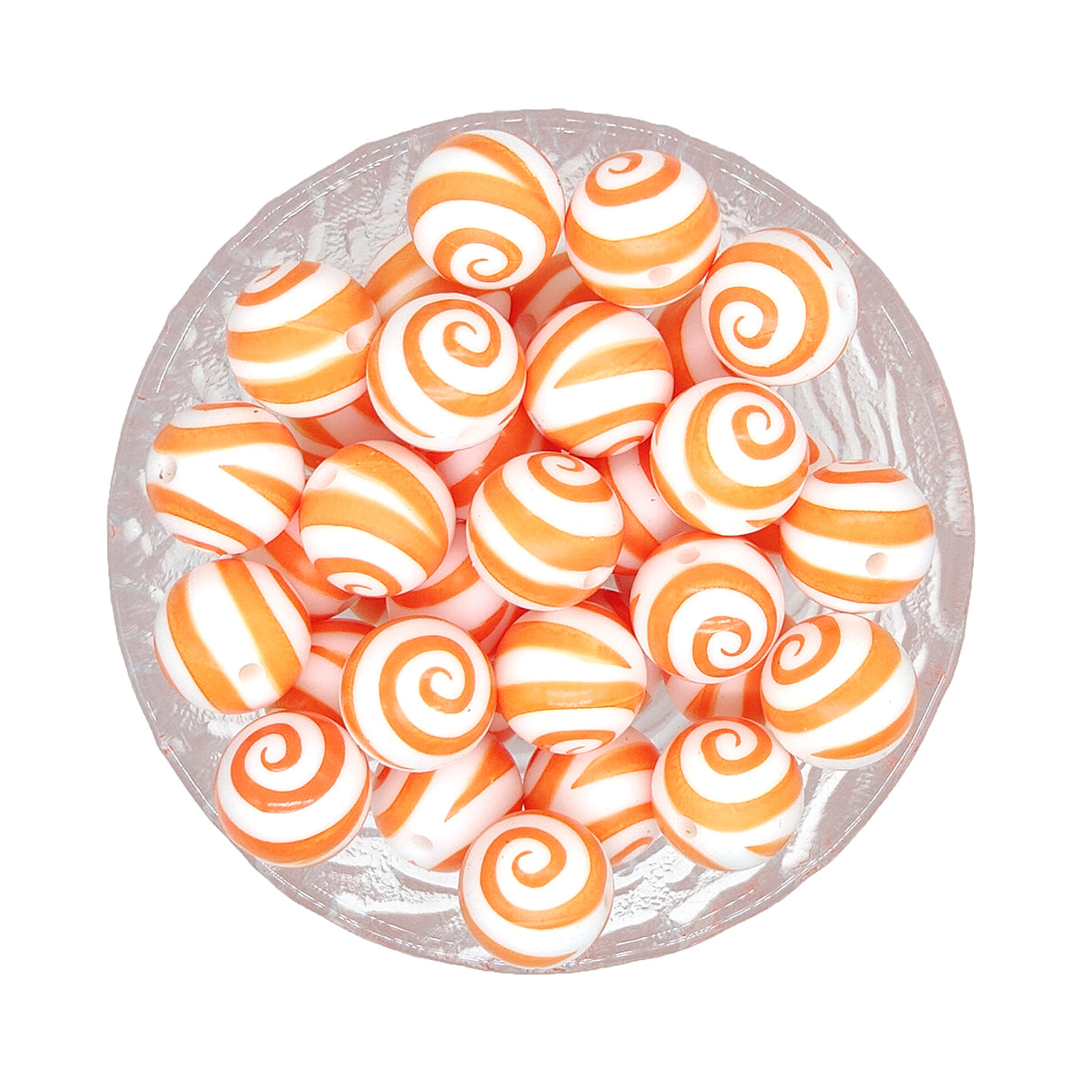 15mm Round Swirl Print Silicone Beads