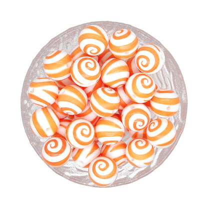 15mm Round Swirl Print Silicone Beads