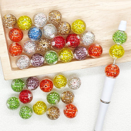 16mm Transparent Acrylic Beads Rhinestone Gumball Beads
