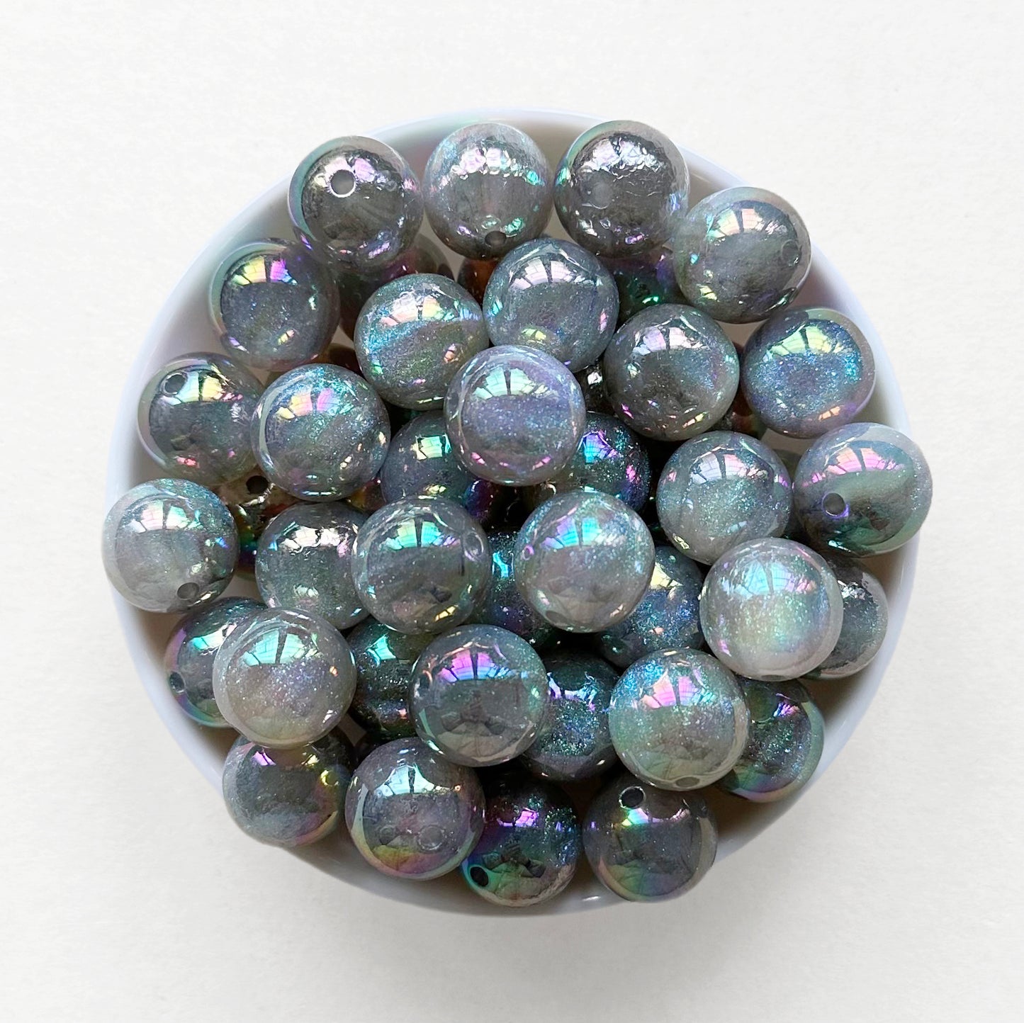 16mm Round Bubblegum Glitter Acrylic Beads