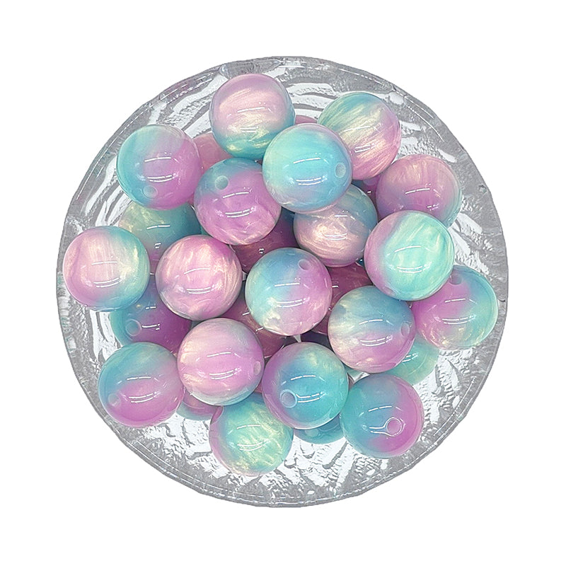 16mm Round Green Purple Pearlescent Acrylic Beads