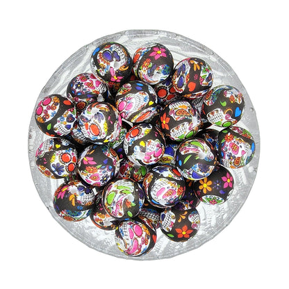 15mm Round Print Silicone Beads