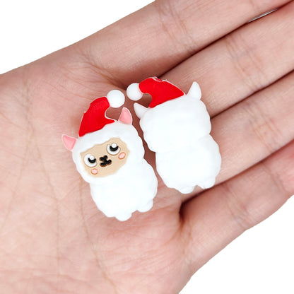 3D Llama In Christmas Hat Focal