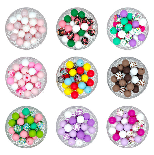 15mm Assorted Colors Round Silicone Beads