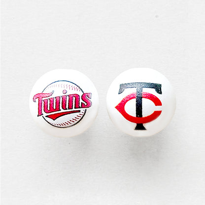 16mm Pearl Baseball Team Gumball Acrylic Beads