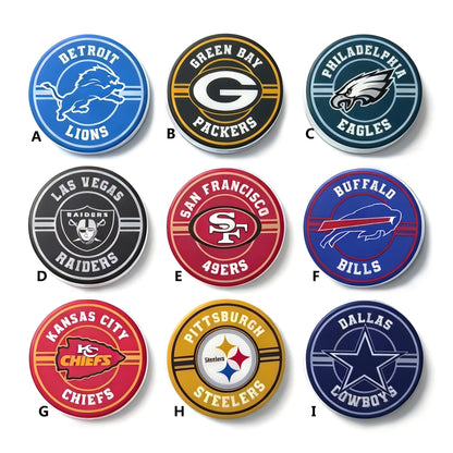 New Flat Round Print Silicone Football Team Focal Beads
