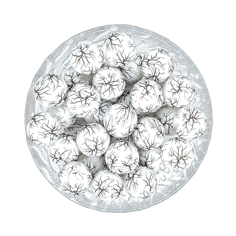 15mm New Round Print Silicone Beads