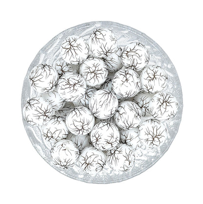 15mm New Round Print Silicone Beads