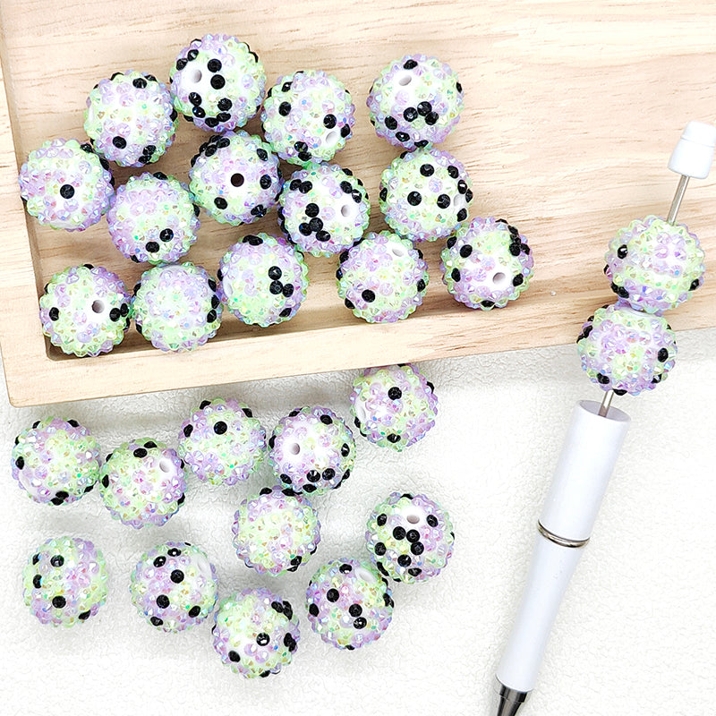 20mm Mint Green Confetti Bubblegum Beads,Rhinestone Acrylic Beads