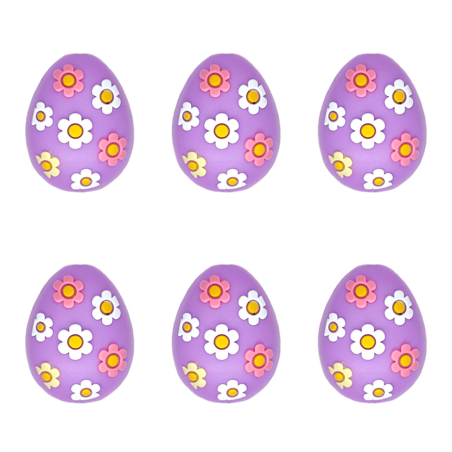 3D Easter Colorful Flower Eggs Silicone Focal Beads