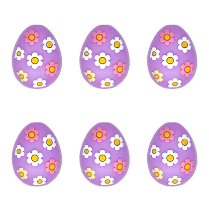 3D Easter Colorful Flower Eggs Silicone Focal Beads