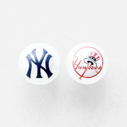 16mm Pearl Baseball Team Gumball Acrylic Beads