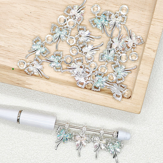 Colorful Bowknot Bail Beads, Bow Pen Charm Beads