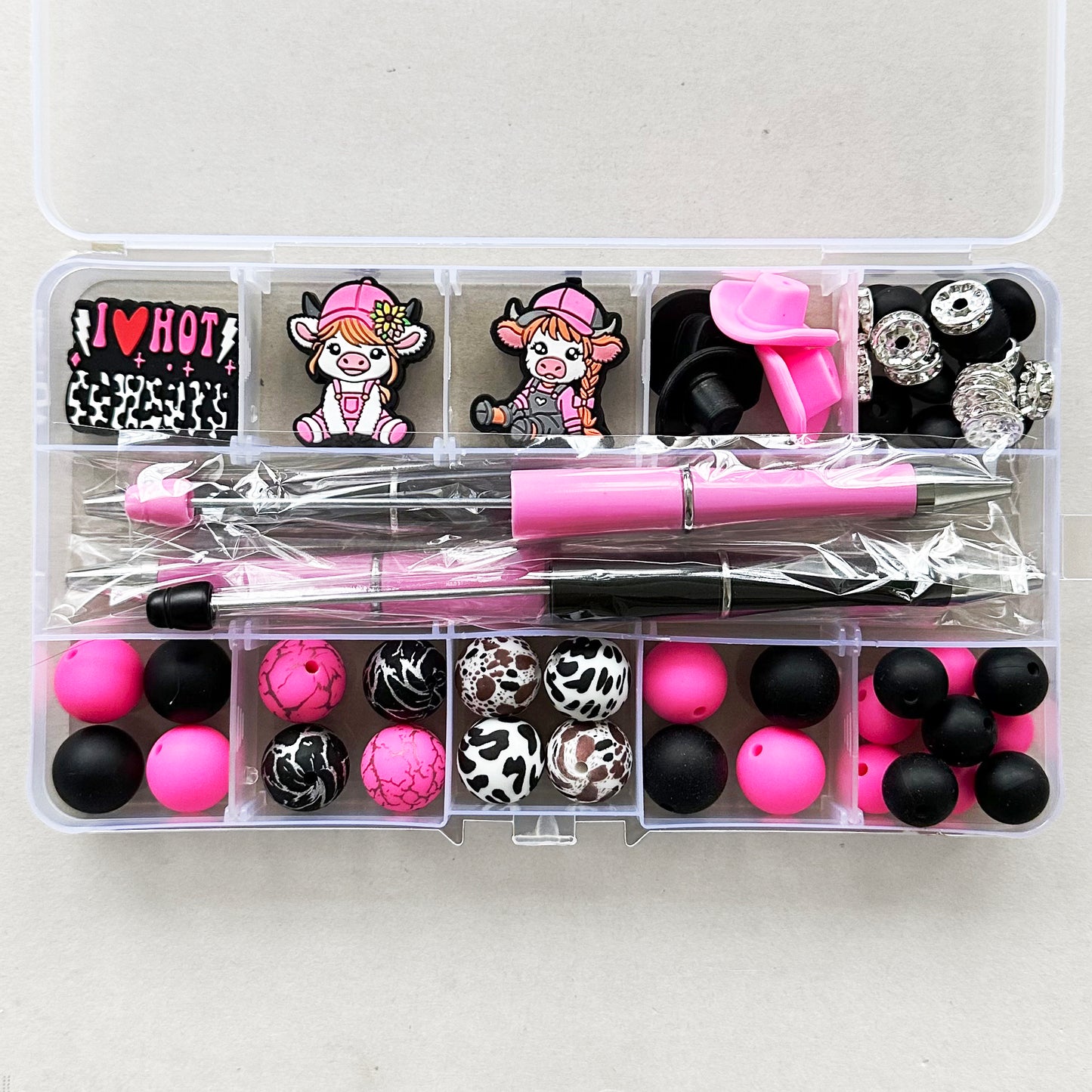 57Pcs Assorted Loose Bead Pen Kit,Cowboy Bead,Focal Beads