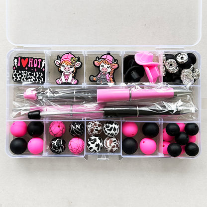 57Pcs Assorted Loose Bead Pen Kit,Cowboy Bead,Focal Beads