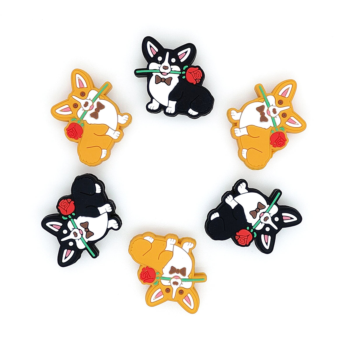 Corgi With Rose Silicone Focal