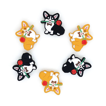 Corgi With Rose Silicone Focal