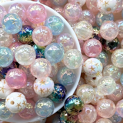 16mm Starfish Carved Acrylic Bubblegum Beads
