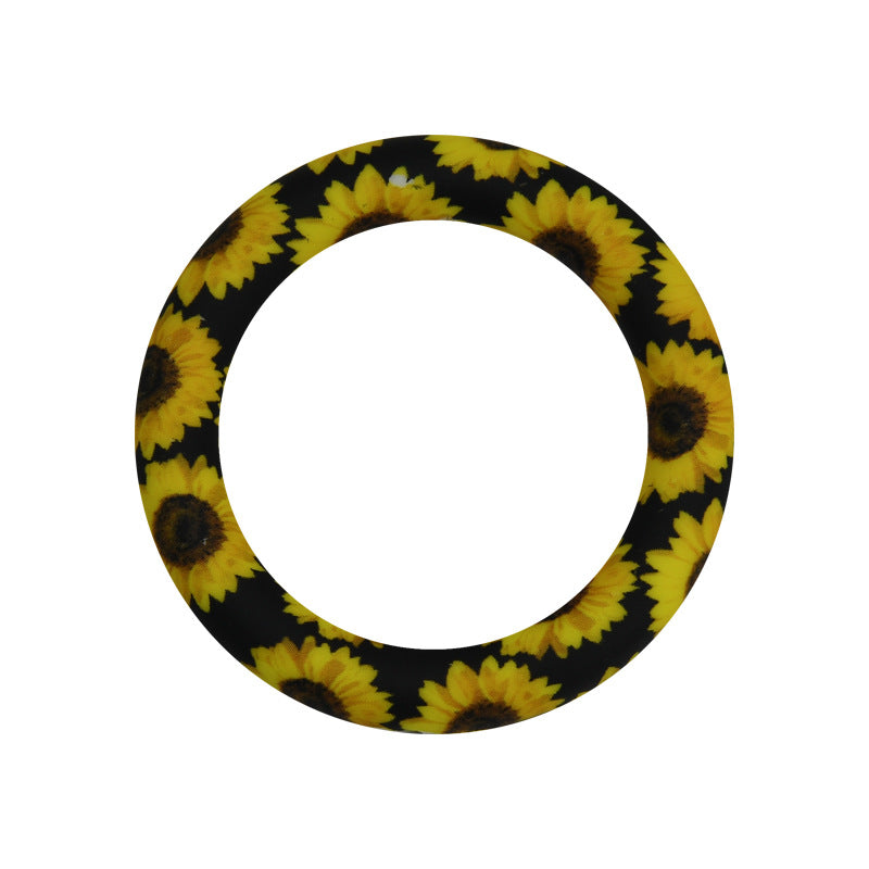 65mm Print Silicone Round Loop with 2 hole