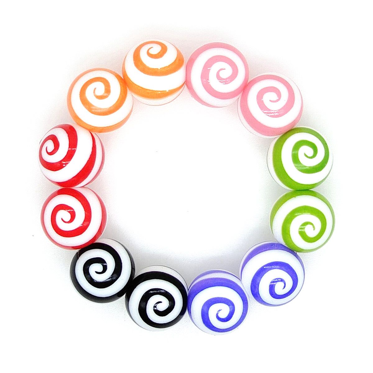 15mm Round Swirl Print Silicone Beads