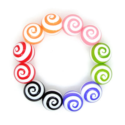 15mm Round Swirl Print Silicone Beads