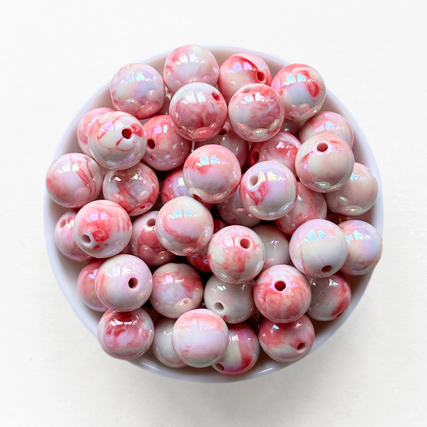16mm Round Marble Shimmer Acrylic Beads
