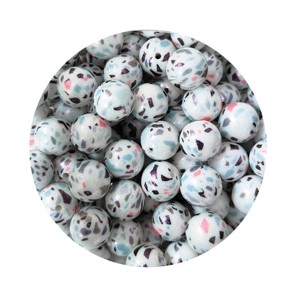 15mm Round Opal Print Silicone Beads