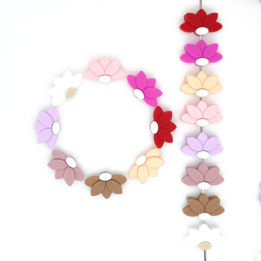 Half Daisy Flower Focal Beads Mix Color