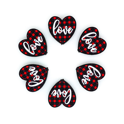 Red Black Plaid Love Focal
