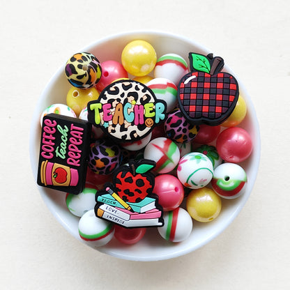 Teacher Apple Focal Beads,Mix Silicone Beads Bulk
