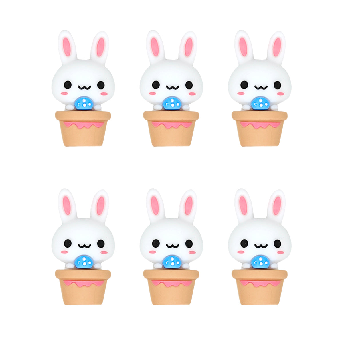 3D Cute Rabbit Potted Easter Silicone Focal Beads